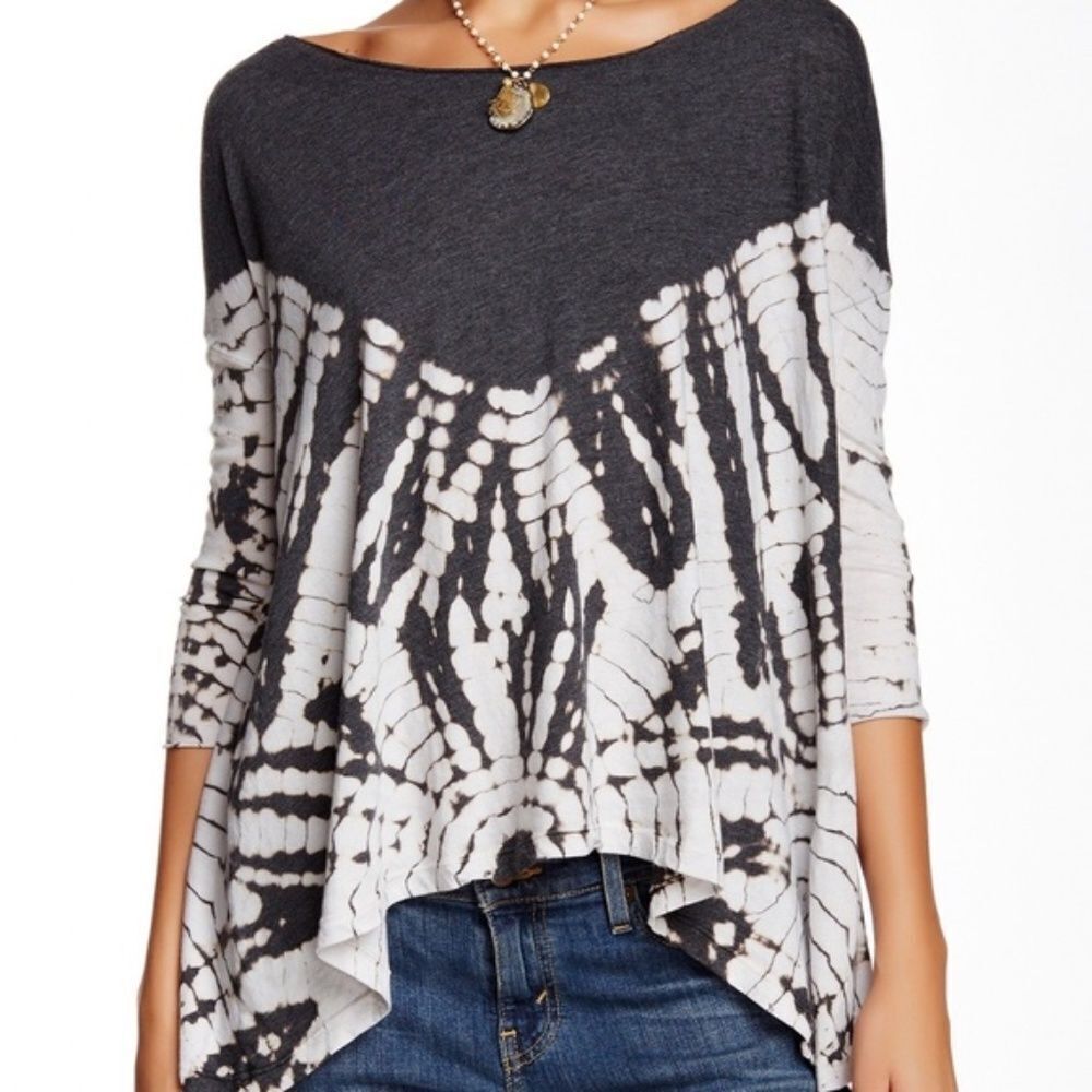 Free People We The Free Grey/White Tie Dye Top Sz XS
